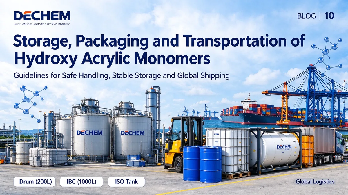 Storage, packaging and transport of hydroxy acrylic monomers
