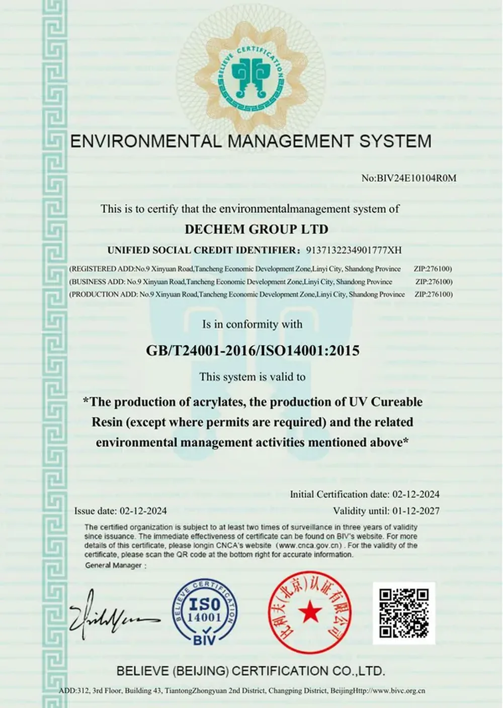 ISO 14001:2015 Environmental Management
