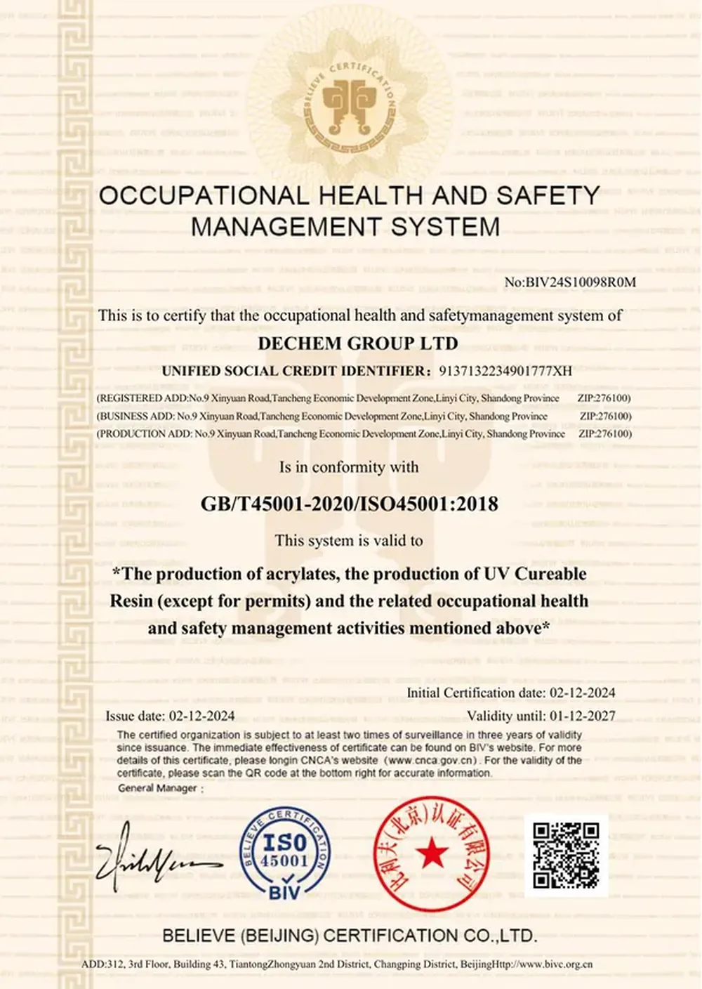 ISO 45001:2018 Occupational Health & Safety