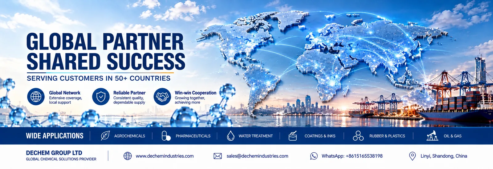 DECHEM global supply network serving customers in over 50 countries